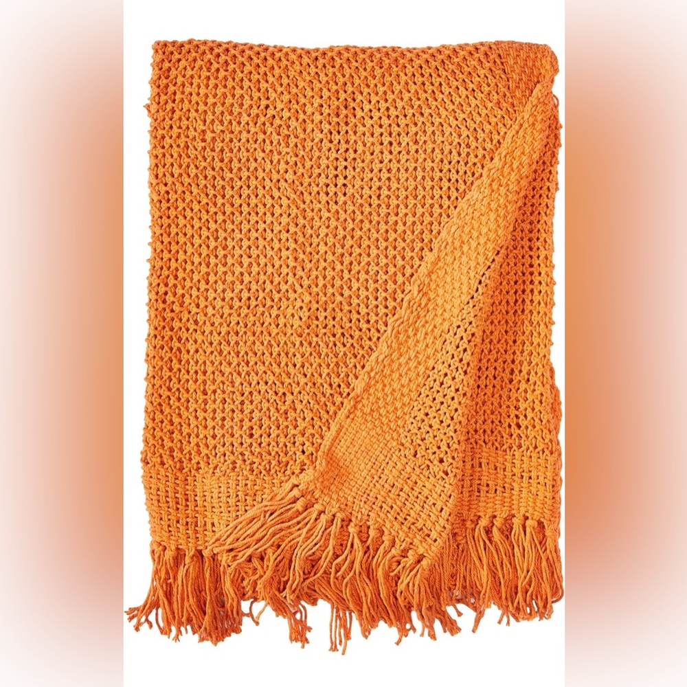 NWOT Rizzy Home Orange Solid Woven Throw